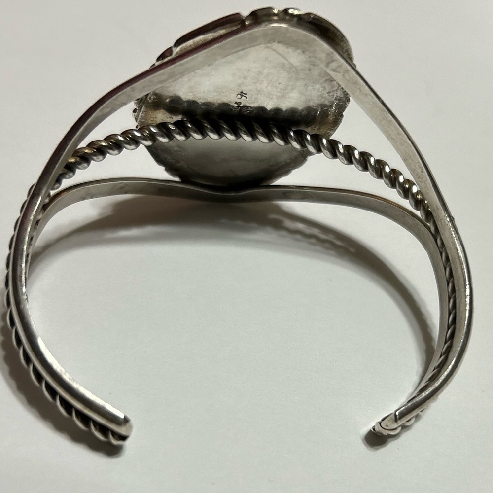 SIGNED MIKE THOMAS JR TOP GRADE STERLING TURQUOISE w WORLD MAP PATTERN! CUFF!! - Picture 7 of 10